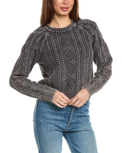 Faherty Sunwash Organic Cotton Cable Crewneck Sweater In Phantom