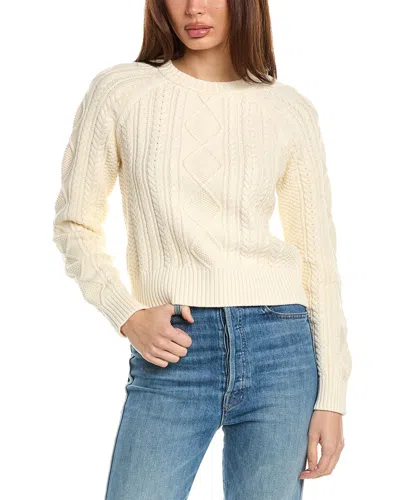 Faherty Sunwashed Cable Crew Top In White