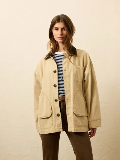 Faherty Sunwashed Canvas Barn Jacket In Brown