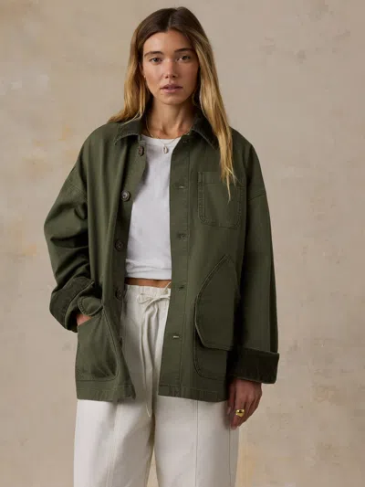 Faherty Sunwashed Canvas Barn Jacket In Green