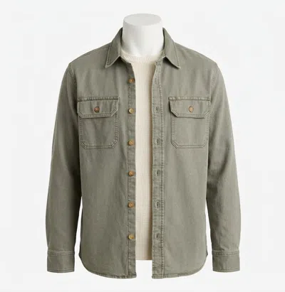 Faherty Sunwashed Canvas Cpo Shirt In Aspen Olive In Green