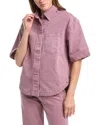 Faherty Sunwashed Short Sleeve Canvas Overshirt In Pink