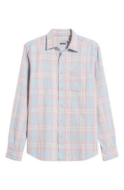 Faherty Sunwashed Chambray Button-up Shirt In Coral Bay Plaid