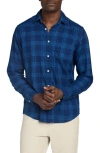 Faherty Sunwashed Chambray Shirt In Navy Night Windowpane