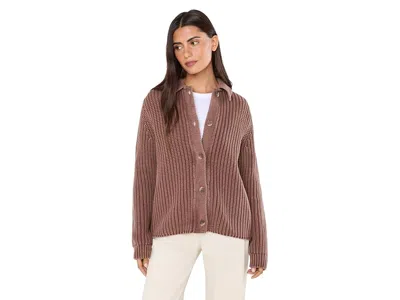 Faherty Sunwashed Cotton Lodge Cardigan Women's Sweater Sunwashed Redwood: Lg In Brown