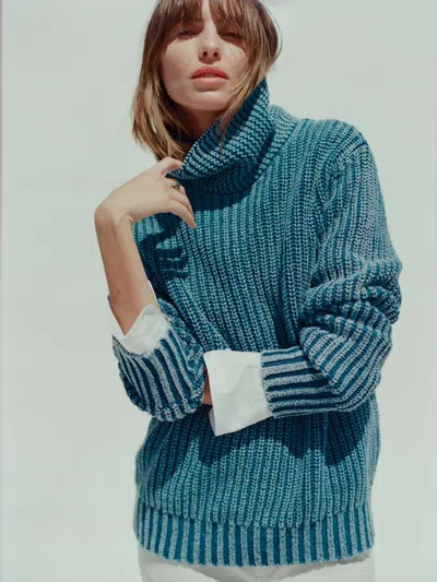 Faherty Sunwashed Cotton Oversized Turtleneck Sweater