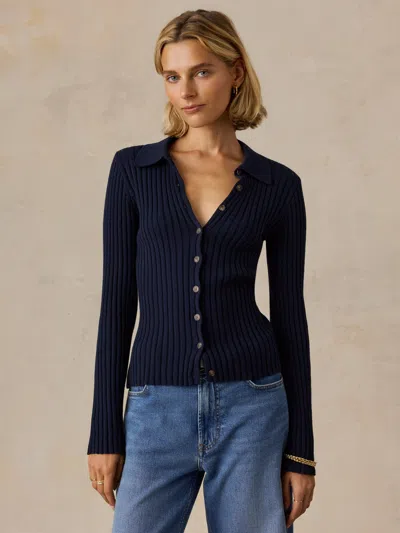 Faherty Sunwashed Cotton Ribbed Cardigan In Blue