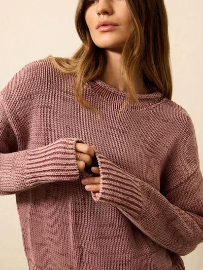 Faherty Sunwashed Cotton Roll Neck Sweater In Pink
