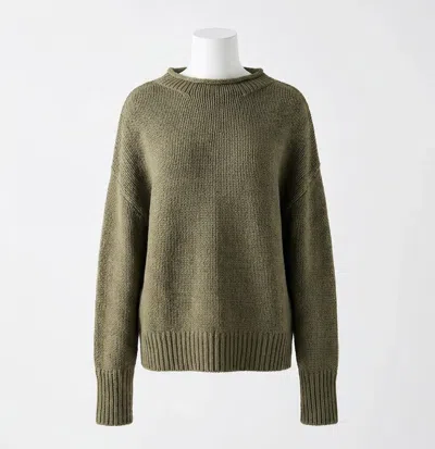 Faherty Sunwashed Cotton Rolled Neck Sweater In Sage In Green