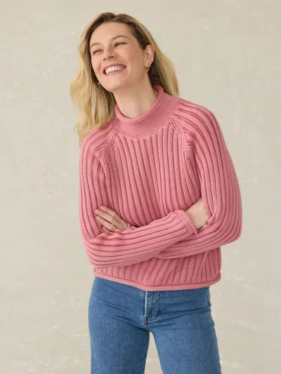 Faherty Sunwashed Cotton Rollneck Sweater In Baroque Rose