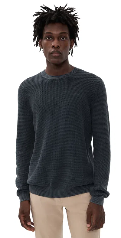 Faherty Sunwashed Crew Neck Sweater Faded Black In Blue
