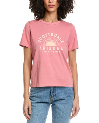 Faherty Sunwashed Crew T-shirt In Pink