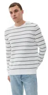 Faherty Sunwashed Crewneck Sweater White Sage Stripe