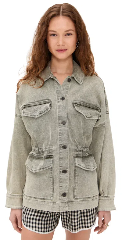 Faherty Sunwashed Denim Utility Jacket Olive Haze Wash