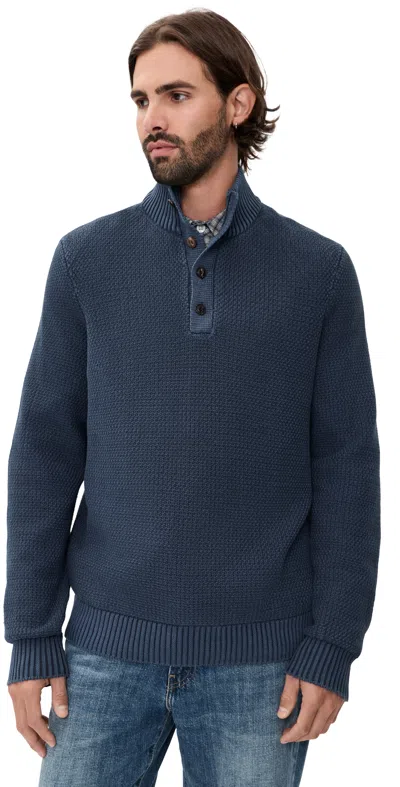 Faherty Sunwashed Dockside Quarter Button Sweater Abyss Navy In Blue