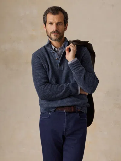 Faherty Sunwashed Dockside Quarter Button Sweater In Blue