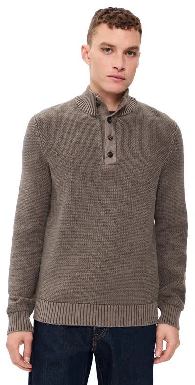Faherty Sunwashed Dockside Quarter Button Sweater Coast Brown