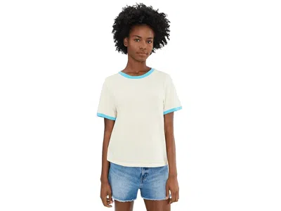 Faherty Sunwashed Essential Tee Women's Clothing Lemon Sorbet: Lg In White