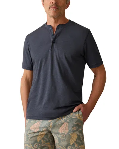 Faherty Short Sleeve Sunwashed Henley In Blue