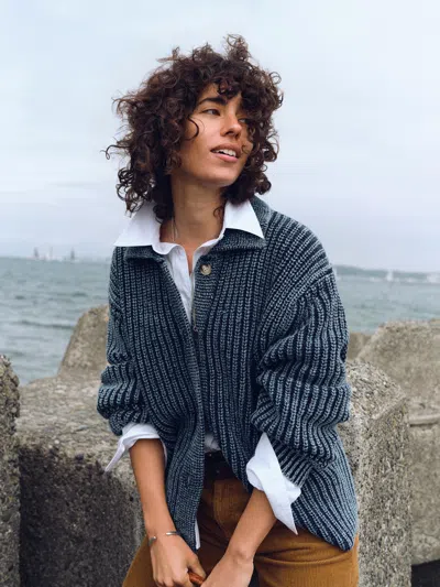 Faherty Sunwashed Indigo Cotton Lodge Cardigan In Midnight Indigo Wash