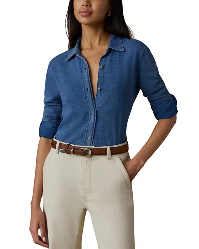 Faherty Sunwashed Knit Cotton Shirt In Blue