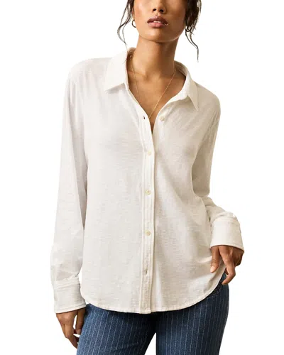 Faherty Sunwashed Knit Cotton Shirt In White