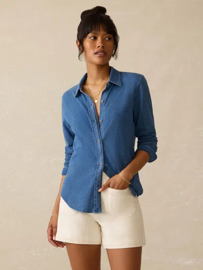 Faherty Sunwashed Knit Shirt In Blue