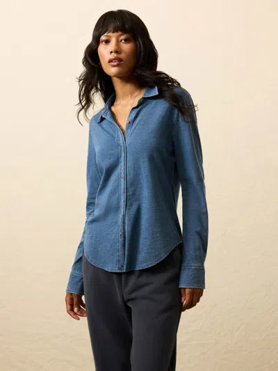 Faherty Sunwashed Knit Shirt In Blue