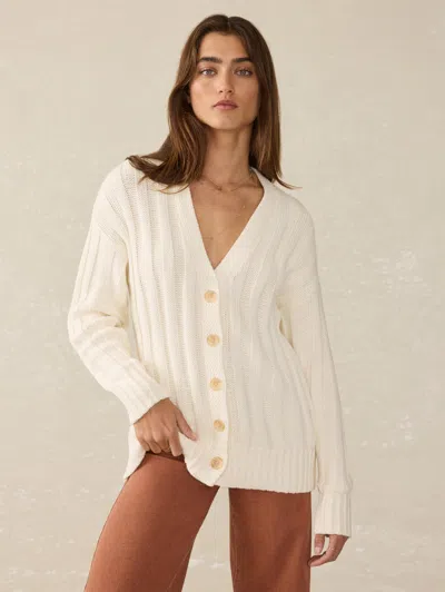 Faherty Sunwashed Laidback Cardigan In Egret