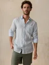 Faherty Sunwashed Linen Shirt In Blue