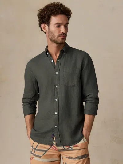 Faherty Sunwashed Linen Shirt In Green