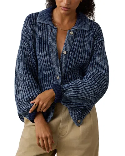 Faherty Sunwashed Lodge Cotton Cardigan In Blue