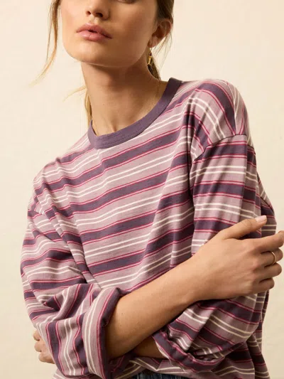 Faherty Sunwashed Long-sleeve Retro T-shirt In Pink