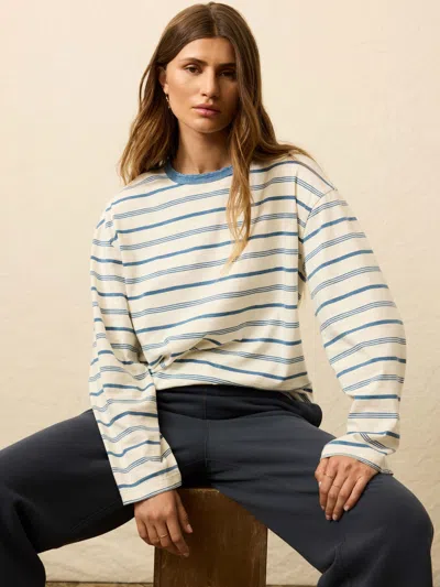 Faherty Sunwashed Long-sleeve Retro T-shirt In Gray