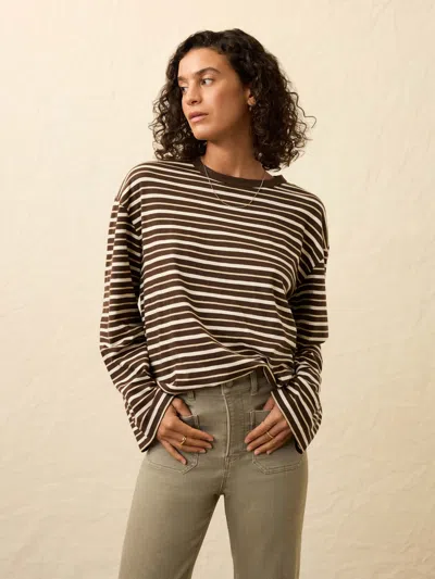 Faherty Sunwashed Long-sleeve Retro T-shirt In Black