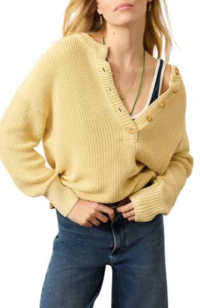 Faherty Sunwashed Organic Cotton Blend Fisherman Henley Sweater In Yellow