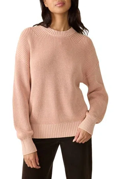 Faherty Sunwashed Organic Cotton Fisherman Sweater In Brown