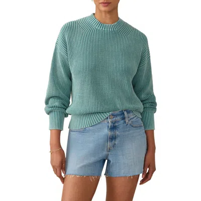 Faherty Sunwashed Organic Cotton Fisherman Sweater In Green