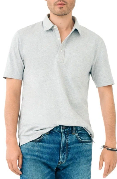 Faherty Sunwashed Organic Cotton Polo In Heather Grey