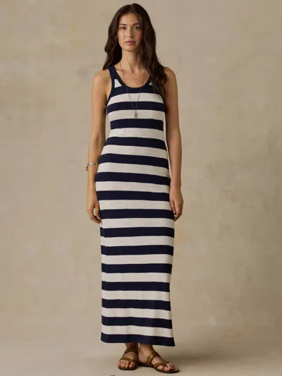 Faherty Sunwashed Organic Pocket Tank Dress In Baritone Blue Stripe