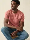 Faherty Sunwashed Organic Cotton Pocket T-shirt In Fall Red