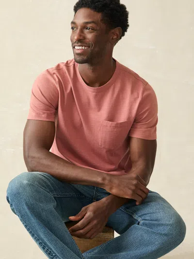 Faherty Sunwashed Pocket T-shirt In Fall Red