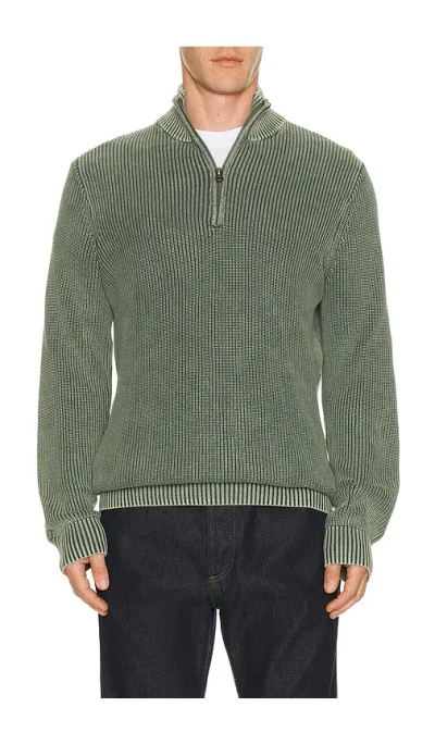 Faherty Sunwashed Quarter Zip Sweater In Green