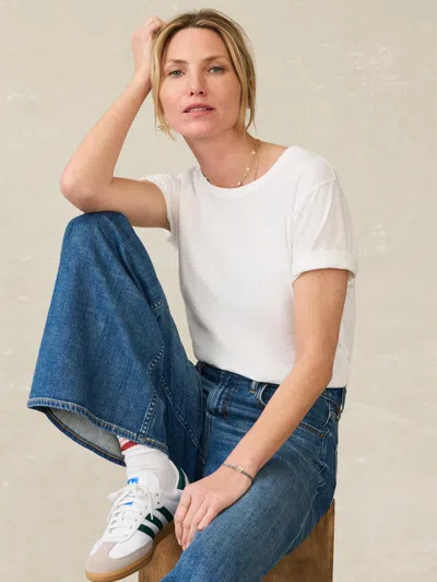 Faherty Sunwashed Regenerative Cotton Essential T-shirt In White