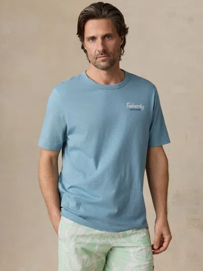 Faherty Sunwashed Regenerative Graphic T-shirt In Blue