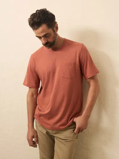 Faherty Sunwashed Regenerative Pocket T-shirt In Orange