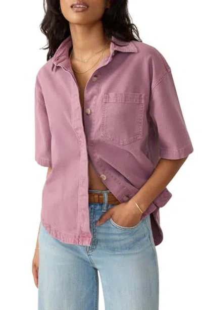 Faherty Sunwashed Short Sleeve Canvas Overshirt In Pattern