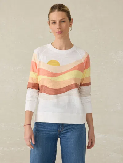 Faherty Sunwashed Slub Crew T-shirt In Coral Spring Soleil