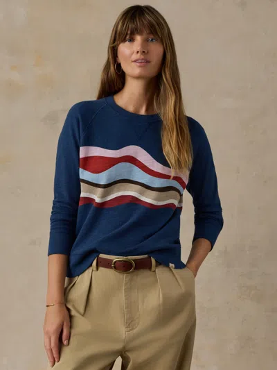 Faherty Sunwashed Slub Crewneck In Midnight Waves