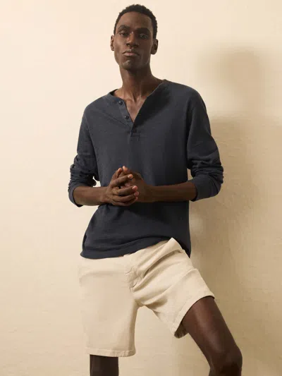 Faherty Sunwashed Slub Henley T-shirt In Blue